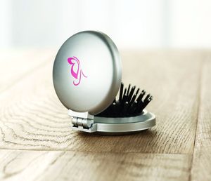 B BEAUTY Compact Foldable Hair Brush with Mirror - GiftRetail KC2683
