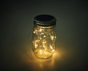 POT LAMP Solar Mason Jar Outdoor Lamp with 20 LED Lights - GiftRetail MO6341