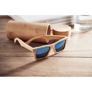WANAKA Eco-Friendly Bamboo Sunglasses with Mirrored Lenses - GiftRetail MO6454