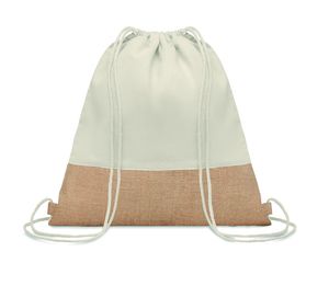 INDIA Eco-Friendly Cotton Drawstring Bag with Jute Accents - GiftRetail MO9516