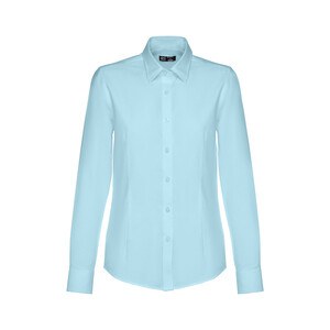 TH Clothes 30154 - Women's long-sleeved oxford shirt with pearl coloured buttons