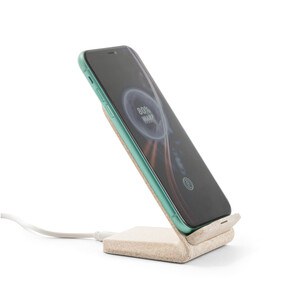 Smartphone holder with 10W fast wireless charger in recycled ABS (100% rABS) and wheat straw fiber - Egotier 97932