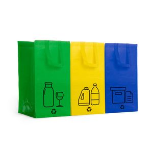 Stamina BO7147 - VOLGA Set of 3 recycling bags made of resistant laminated pp-woven fabric in matt finish with side velcro strips