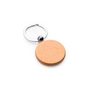 SILA Natural wood keyring in two designs with metal ring - EgotierPro KO4092