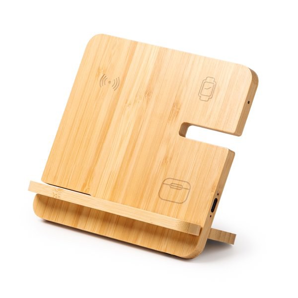 KROSY 15W 3-in-1 charger stand made of bamboo