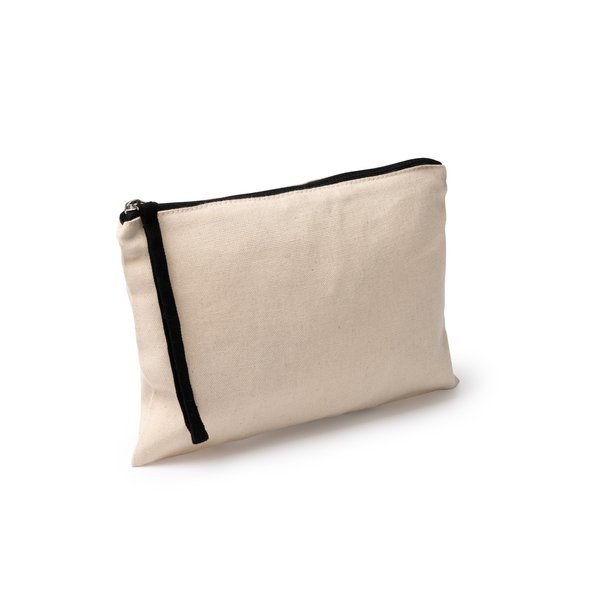 NASBIL Toiletry bag 100% cotton 260 g/m² with zip closure and colour hanger handle