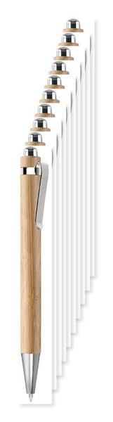 Pack of 10 GiftRetail MO7318 - SUMATRA Eco-Friendly Bamboo Ball Pen with Chrome Accents